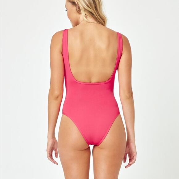 L Space One Piece Swimsuit in Hot Cherry Pink Size Small New - Picture 8 of 8